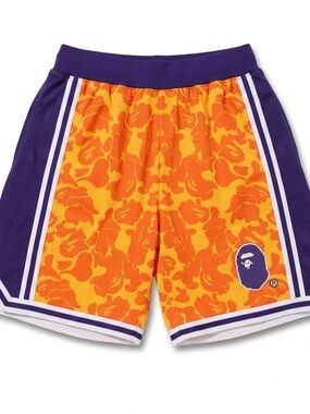 Bape Orange & Purple Camo Athletic Shorts